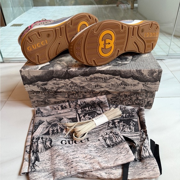 Gucci Shoes | NWT Gucci Women's Ultrapace Lizard Leather Sneakers - Box Included - Picture 8 of 11